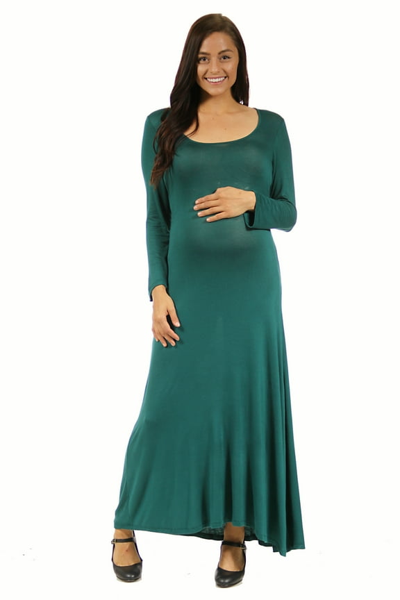 24seven Comfort Apparel Long Sleeve Maternity Maxi Dress