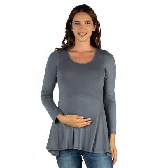 24seven Comfort Apparel Long Sleeve Maternity Swing Tunic Top