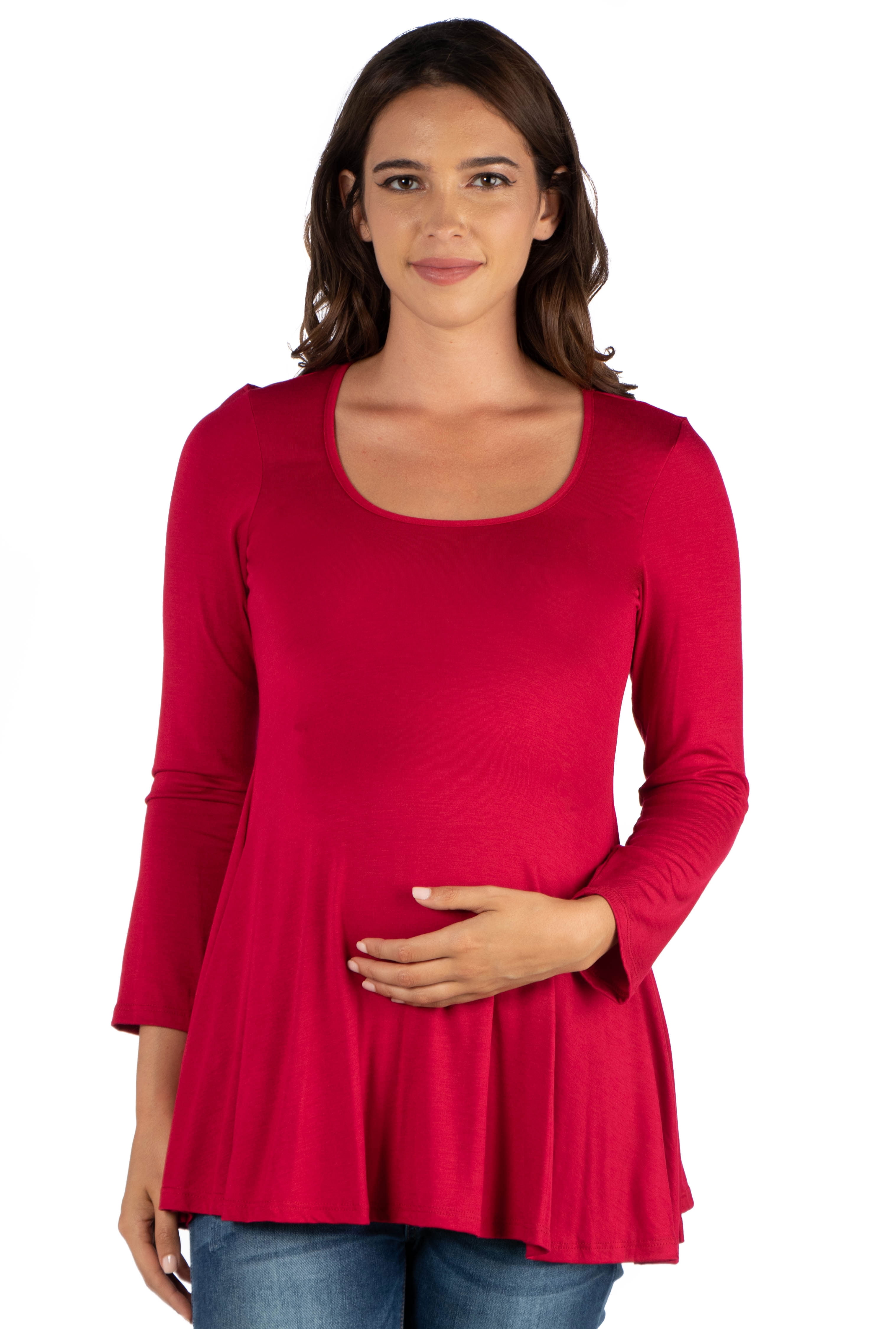 24seven Comfort Apparel Long Sleeve Maternity Swing Tunic Top