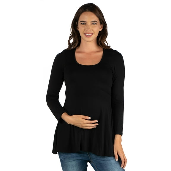 24seven Comfort Apparel Long Sleeve Maternity Swing Tunic Top