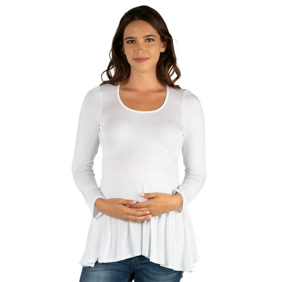 24seven Comfort Apparel Long Sleeve Maternity Swing Tunic Top