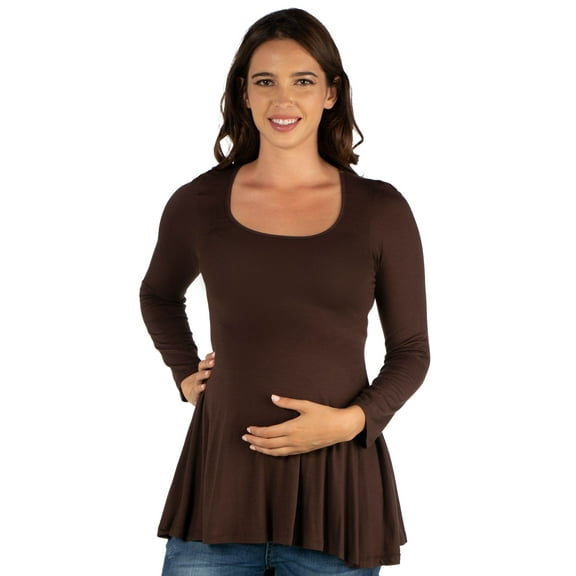 24seven Comfort Apparel Long Sleeve Maternity Swing Tunic Top