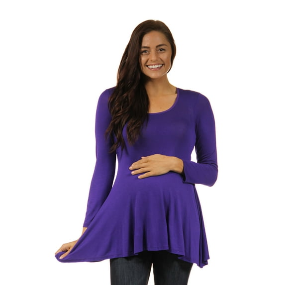 24seven Comfort Apparel Long Sleeve Maternity Swing Tunic Top