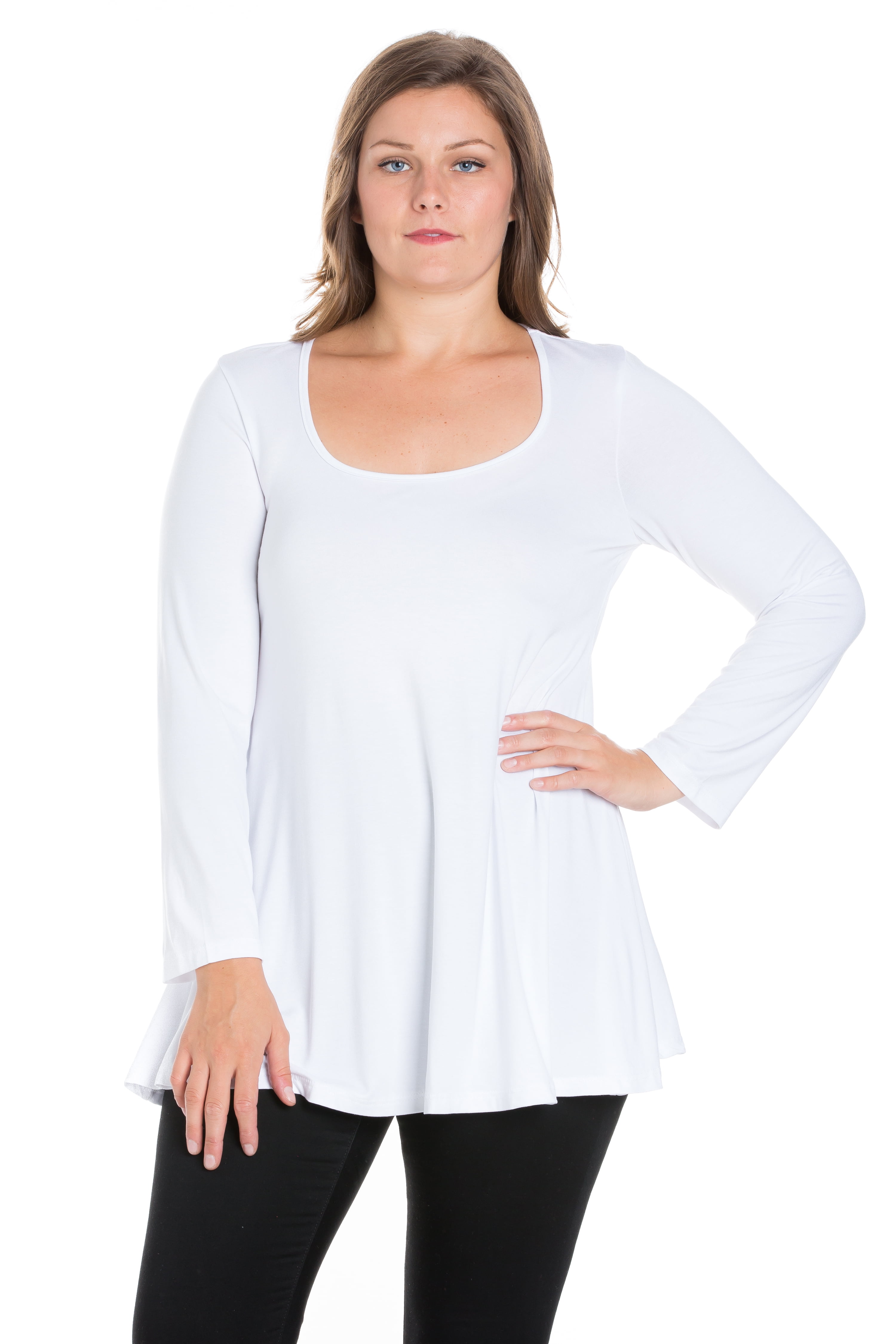 24seven Comfort Apparel Long Sleeve Swing Plus Size Tunic Top