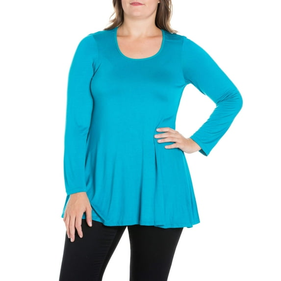 24seven Comfort Apparel Long Sleeve Swing Plus Size Tunic Top