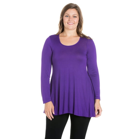 24seven Comfort Apparel Long Sleeve Swing Plus Size Tunic Top