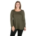 thumbnail image 1 of 24seven Comfort Apparel Long Sleeve Swing Plus Size Tunic Top, 1 of 4