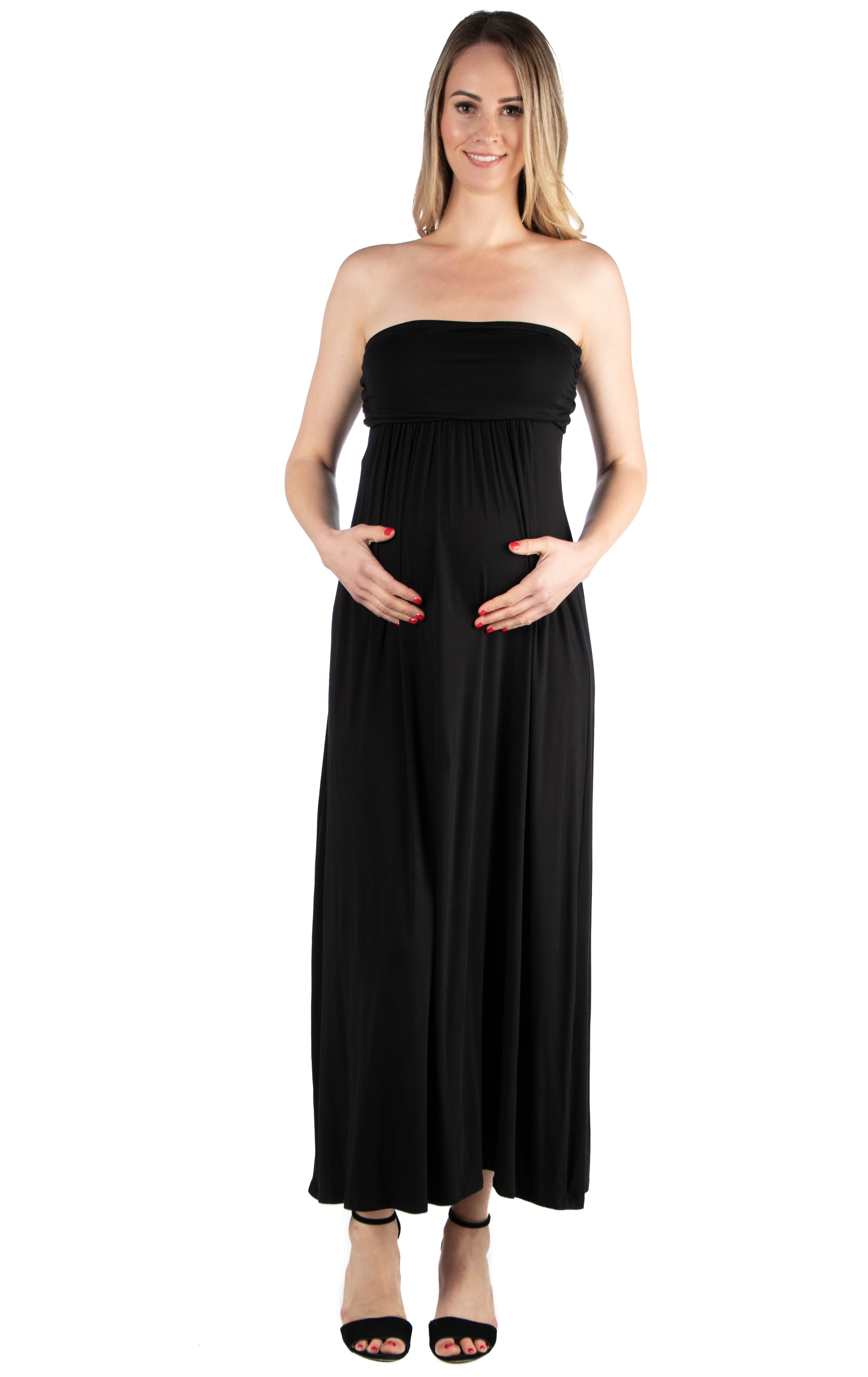 24seven Comfort Apparel Maternity Strapless Maxi Dress
