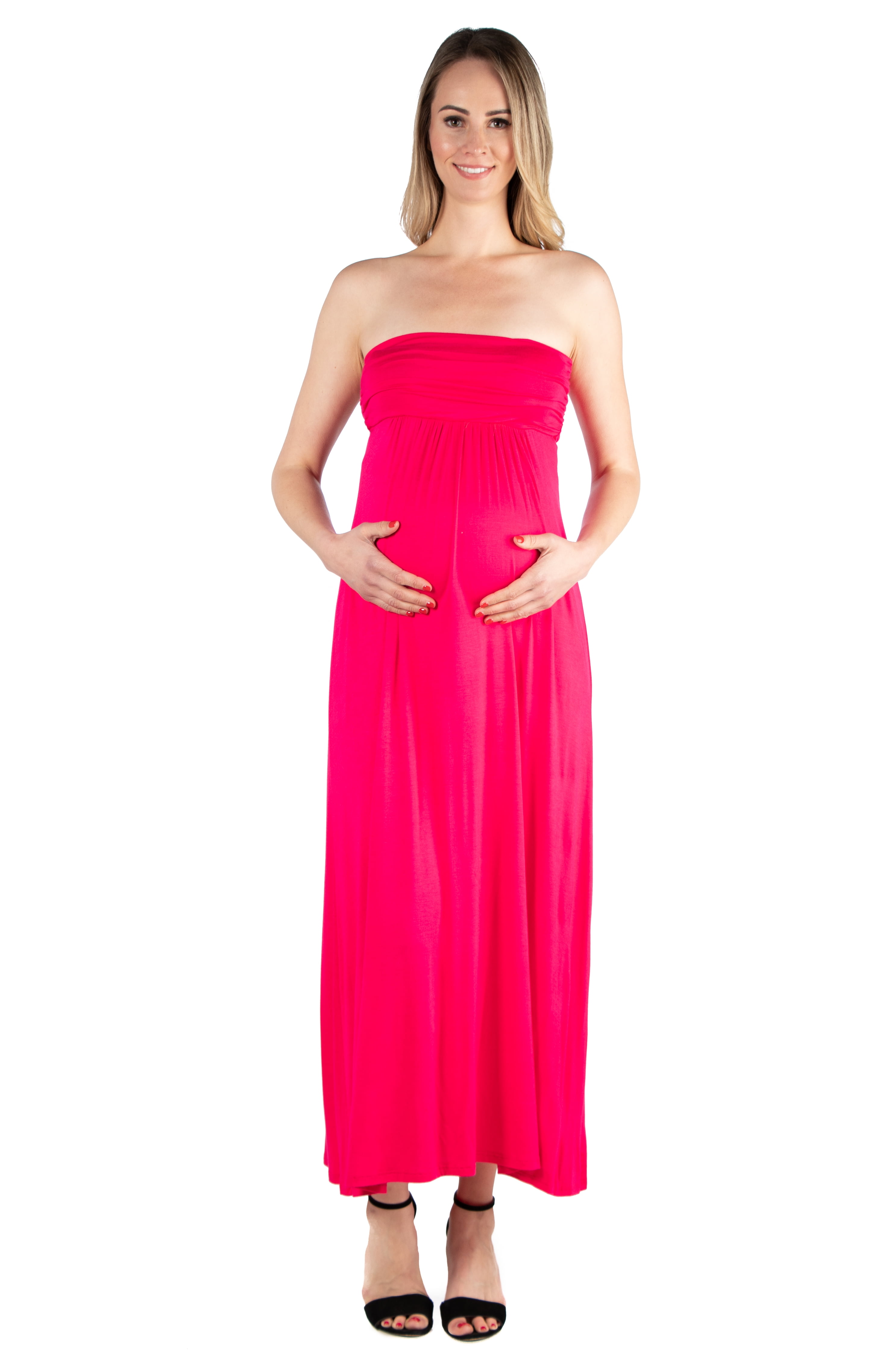 24seven Comfort Apparel Maternity Strapless Maxi Dress