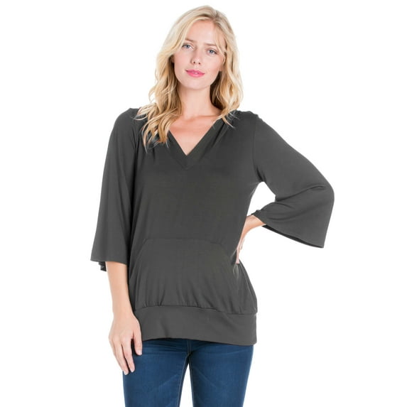24seven Comfort Apparel Oversized Maternity Fashion Hoodie Top