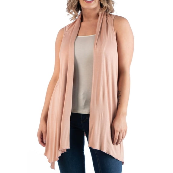24seven Comfort Apparel Plus Size Asymmetric Open Front Cardigan
