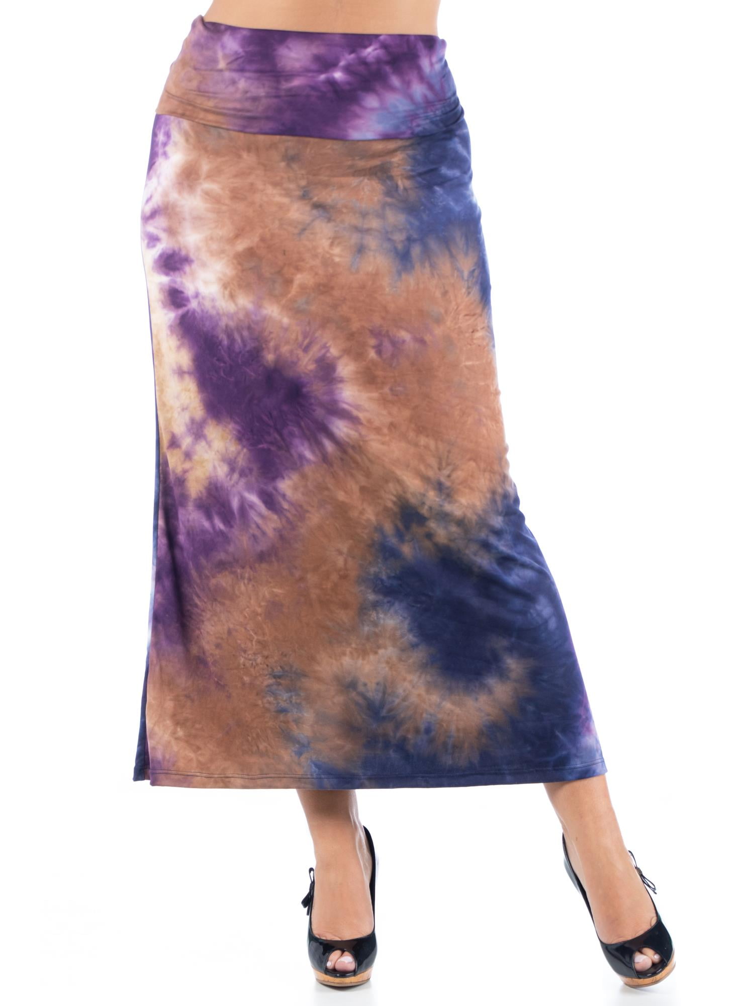 24seven Comfort Apparel Plus Size Comfortable Foldover Maxi Skirt
