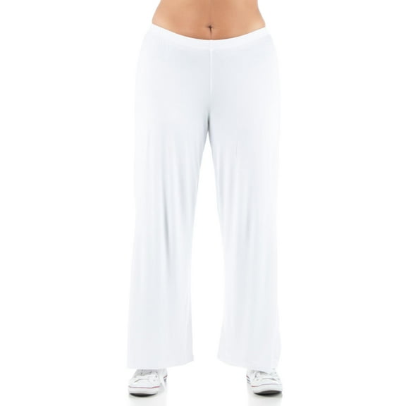 24seven Comfort Apparel Plus Size Comfortable Solid Color Palazzo Lounge Pants