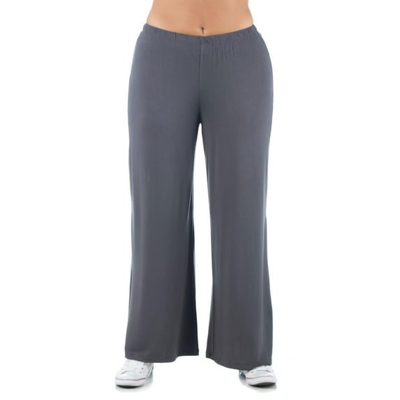 24seven Comfort Apparel Plus Size Comfortable Solid Color Palazzo Lounge Pants