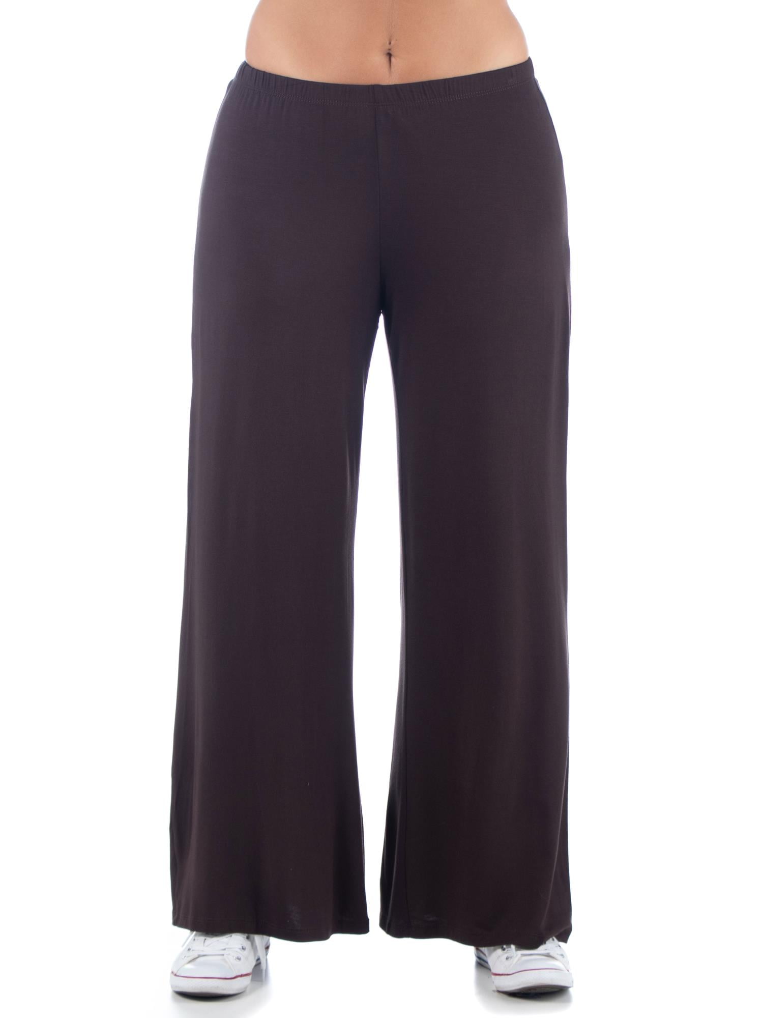 24seven Comfort Apparel Plus Size Comfortable Solid Color Palazzo Lounge Pants