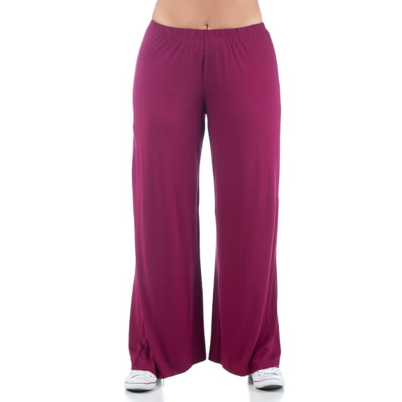 24seven Comfort Apparel Plus Size Comfortable Solid Color Palazzo Lounge Pants