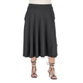 thumbnail image 1 of 24seven Comfort Apparel Plus Size Elastic Waist Pocket Midi Skirt Black 3X, 1 of 1