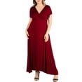 thumbnail image 1 of 24seven Comfort Apparel Plus Size Empire Waist V Neck Maxi Dress, 1 of 4
