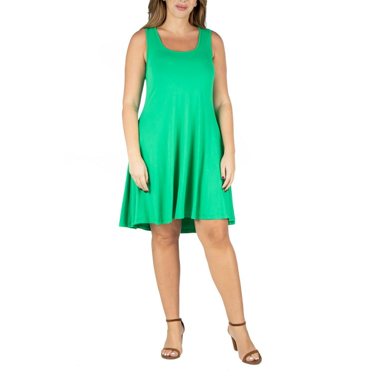 24seven Comfort Apparel Plus Size Fit and Flare Knee Length Tank Dress