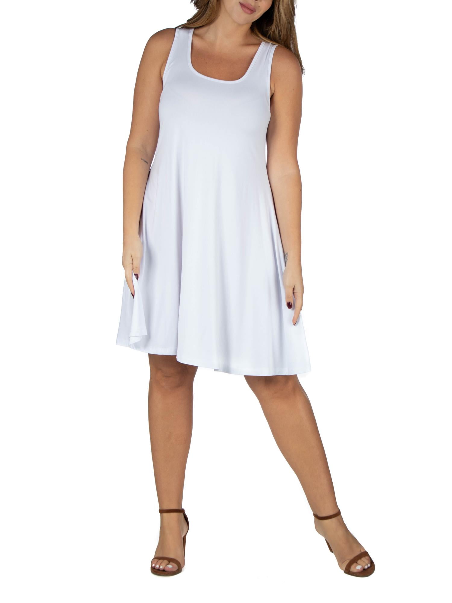 24seven Comfort Apparel Plus Size Fit and Flare Knee Length Tank Dress