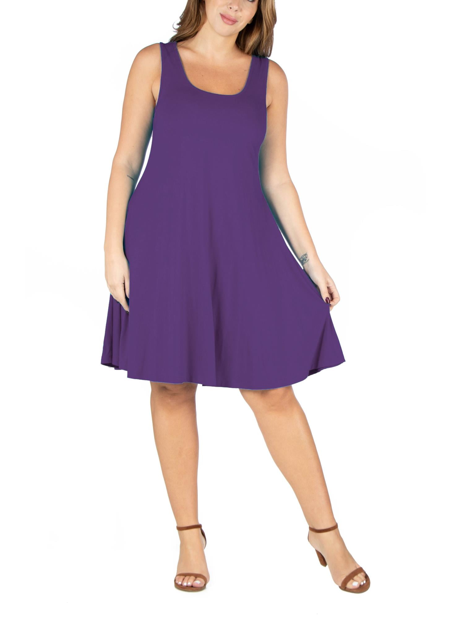 24seven Comfort Apparel Plus Size Fit and Flare Knee Length Tank Dress