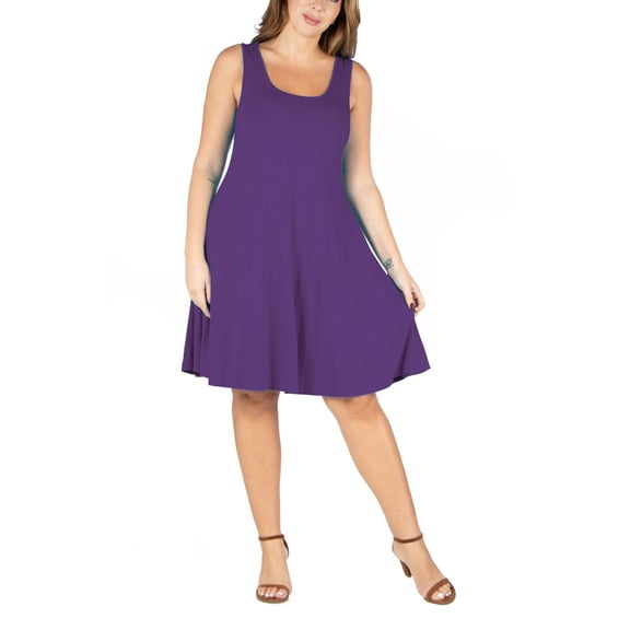 24seven Comfort Apparel Plus Size Fit and Flare Knee Length Tank Dress