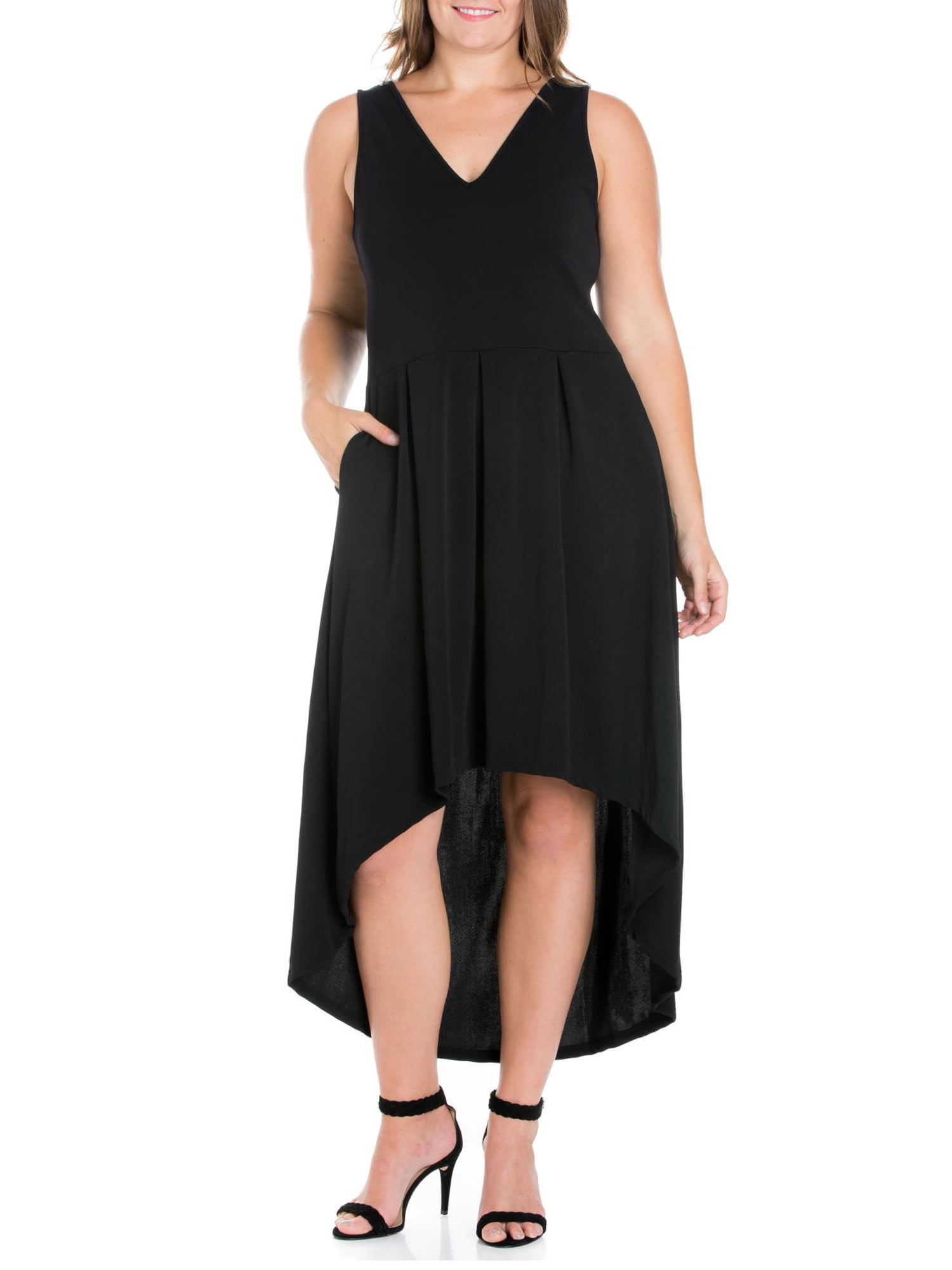24seven Comfort Apparel Plus Size High Low Party Dress with