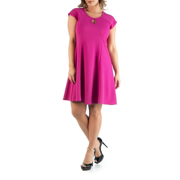 24seven Comfort Apparel Plus Size Keyhole Neck Dress