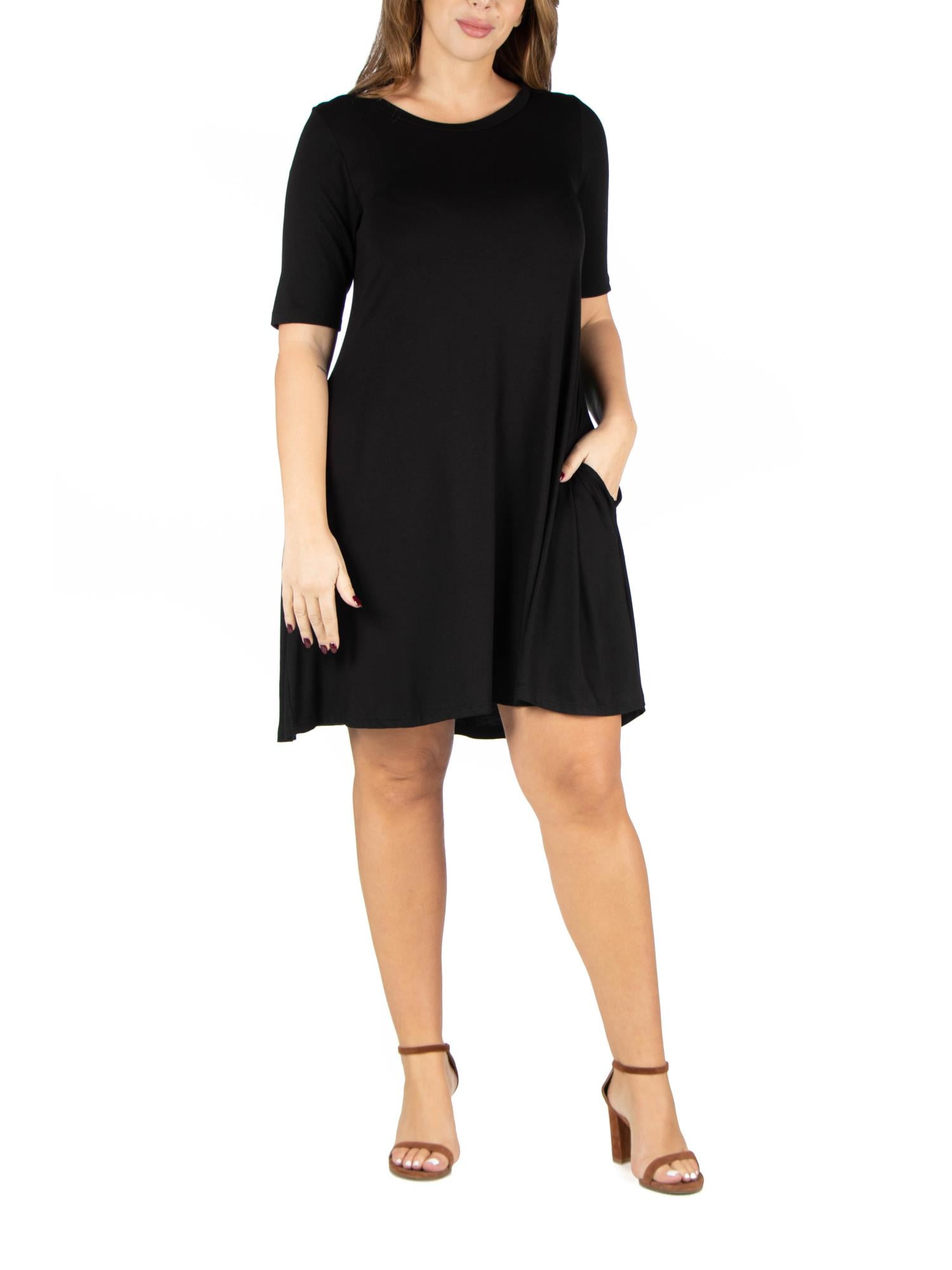 24seven Comfort Apparel Plus Size Knee Length T Shirt Dress