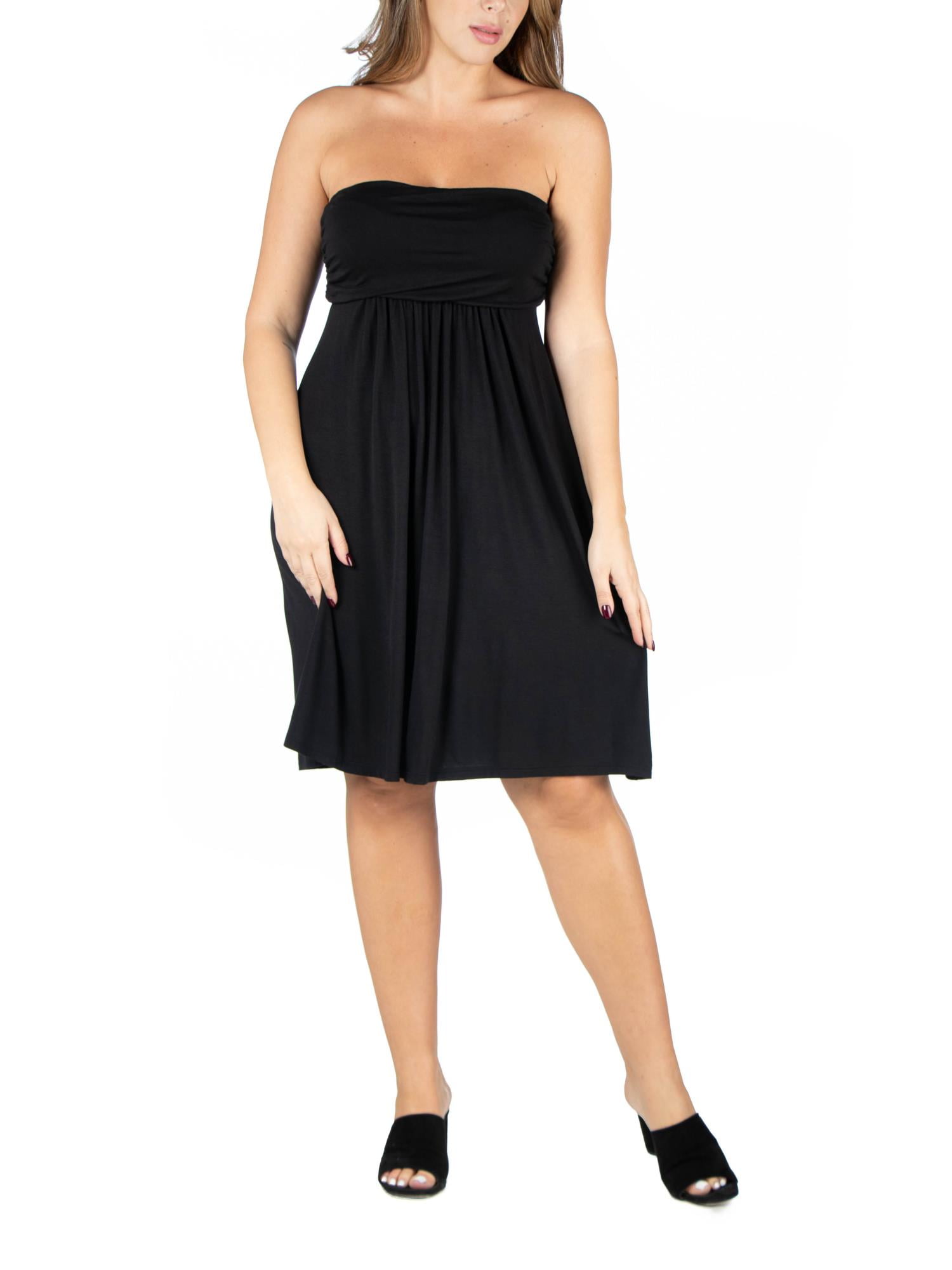 24seven Comfort Apparel Plus Size Knee Length Strapless Mini Dress