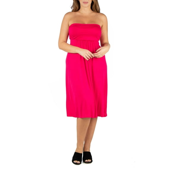 24seven Comfort Apparel Plus Size Knee Length Strapless Mini Dress