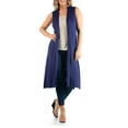 thumbnail image 1 of 24seven Comfort Apparel Plus Size Long Sleeveless Cardigan Vest, 1 of 4