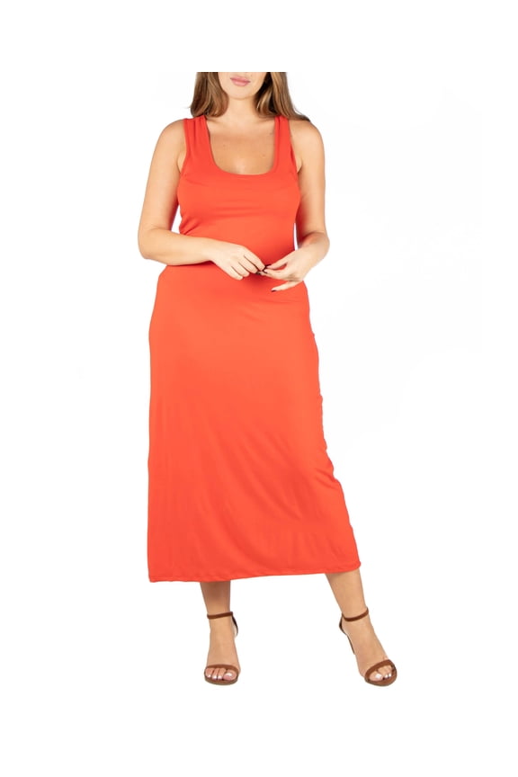 24seven Comfort Apparel Plus Size Racerback Maxi Dress Orange 1XL