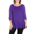 thumbnail image 1 of 24seven Comfort Apparel Plus Size Ruched Sleeve Swing Tunic Top, 1 of 4