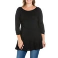 thumbnail image 1 of 24seven Comfort Apparel Plus Size Ruched Sleeve Swing Tunic Top, 1 of 4