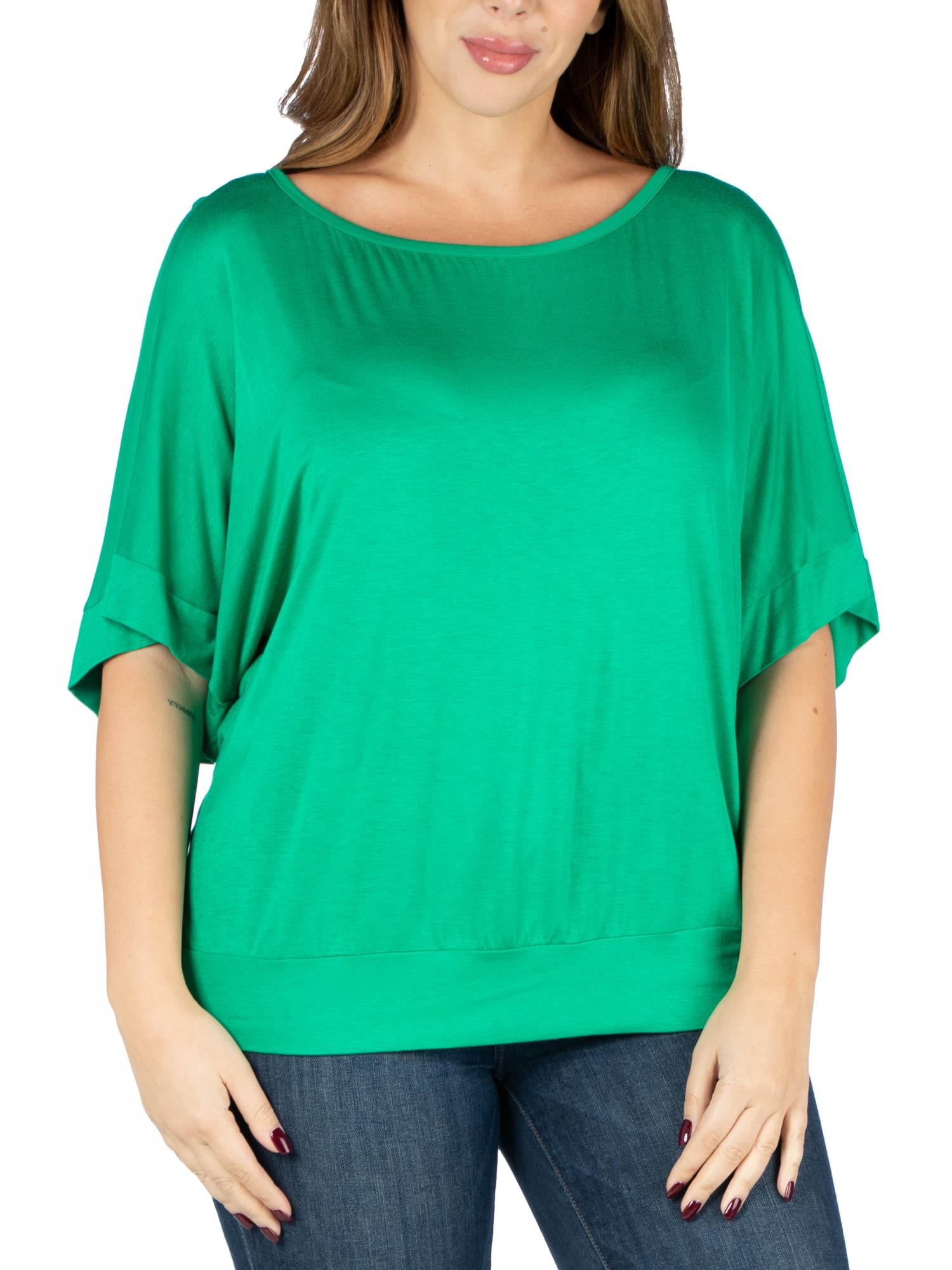 24seven Comfort Apparel Plus Size Short Sleeve Loose Fitting Dolman Top
