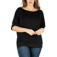 thumbnail image 1 of 24seven Comfort Apparel Plus Size Short Sleeve Loose Fitting Dolman Top, 1 of 4