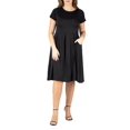 thumbnail image 1 of 24seven Comfort Apparel Plus Size Short Sleeve Midi Dress With Pockets Black 1XL, 1 of 1
