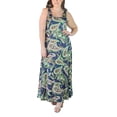 thumbnail image 1 of 24seven Comfort Apparel Plus Size Simple A Line Tank Maxi Dress Navy Multi 2X, 1 of 1