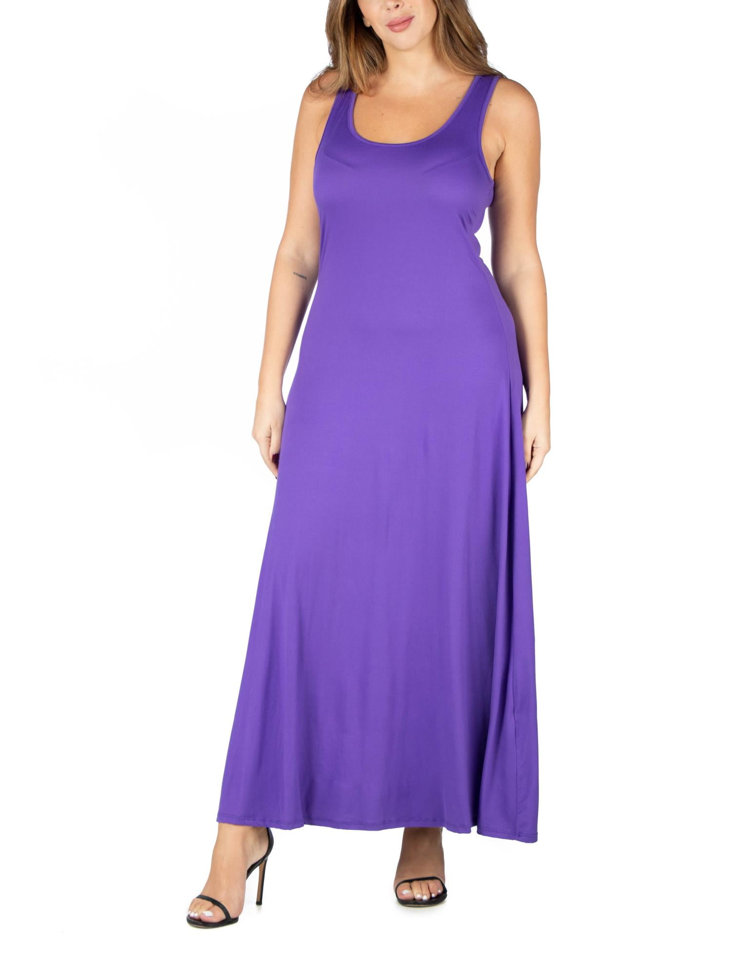 24seven Comfort Apparel Plus Size Simple A Line Tank Maxi Dress 