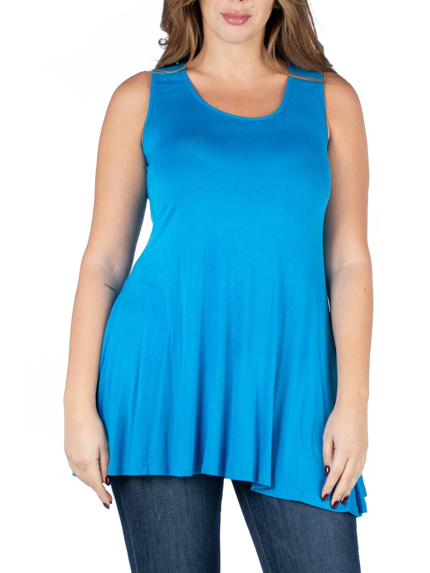 24seven Comfort Apparel Plus Size Sleeveless Tunic Tank Top