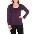 thumbnail image 1 of 24seven Comfort Apparel Plus Size Solid Long Sleeve Scoop Neck Womens Tee, 1 of 4