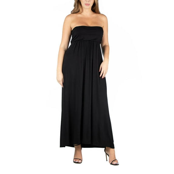 24seven Comfort Apparel Plus Size Strapless Maxi Dress