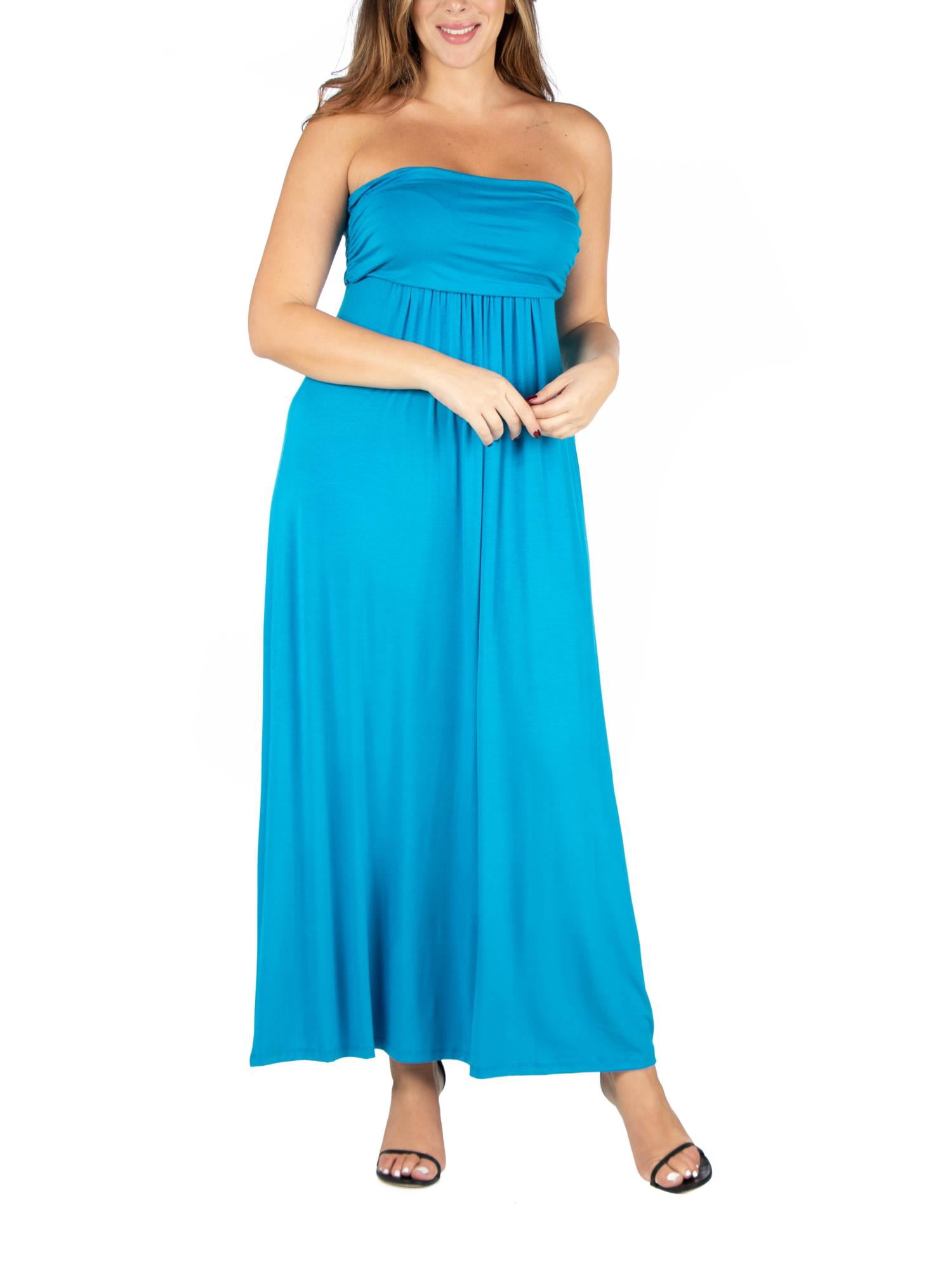 24seven Comfort Apparel Plus Size Strapless Maxi Dress