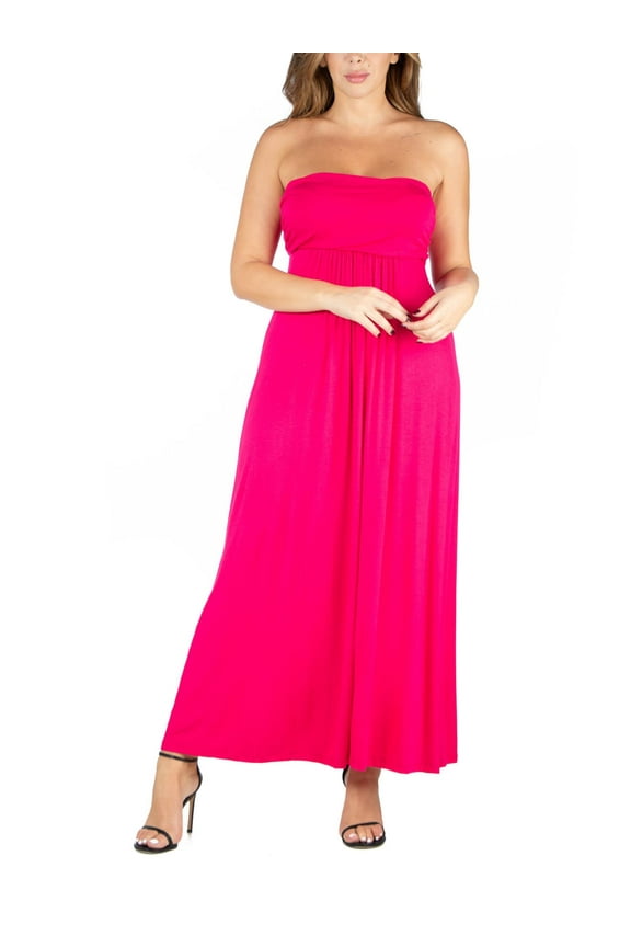 24seven Comfort Apparel Plus Size Strapless Maxi Dress