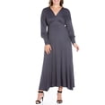 thumbnail image 1 of 24seven Comfort Apparel Plus Size V-Neck Long Sleeve Maxi Dress, 1 of 4