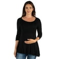 thumbnail image 1 of 24seven Comfort Apparel Ruched Sleeve Swing Maternity Tunic Top, 1 of 4