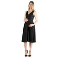 thumbnail image 1 of 24seven Comfort Apparel Sleeveless Midi Maternity Fit and Flare Pocket Dress, 1 of 4