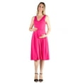 thumbnail image 1 of 24seven Comfort Apparel Sleeveless Midi Maternity Fit and Flare Pocket Dress, 1 of 3