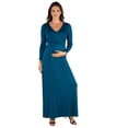 thumbnail image 1 of 24seven Comfort Apparel V-Neck Long Sleeve Maternity Maxi Dress, 1 of 4